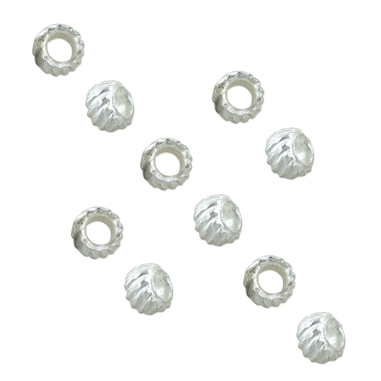 JewelrySupply Crimp Bead Corrugated 3mm Silver Plated (10-Pcs)